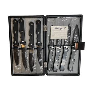 VANADIUM STAINLESS BLACK ANGUS II Steak Knives With Hard Storage Case